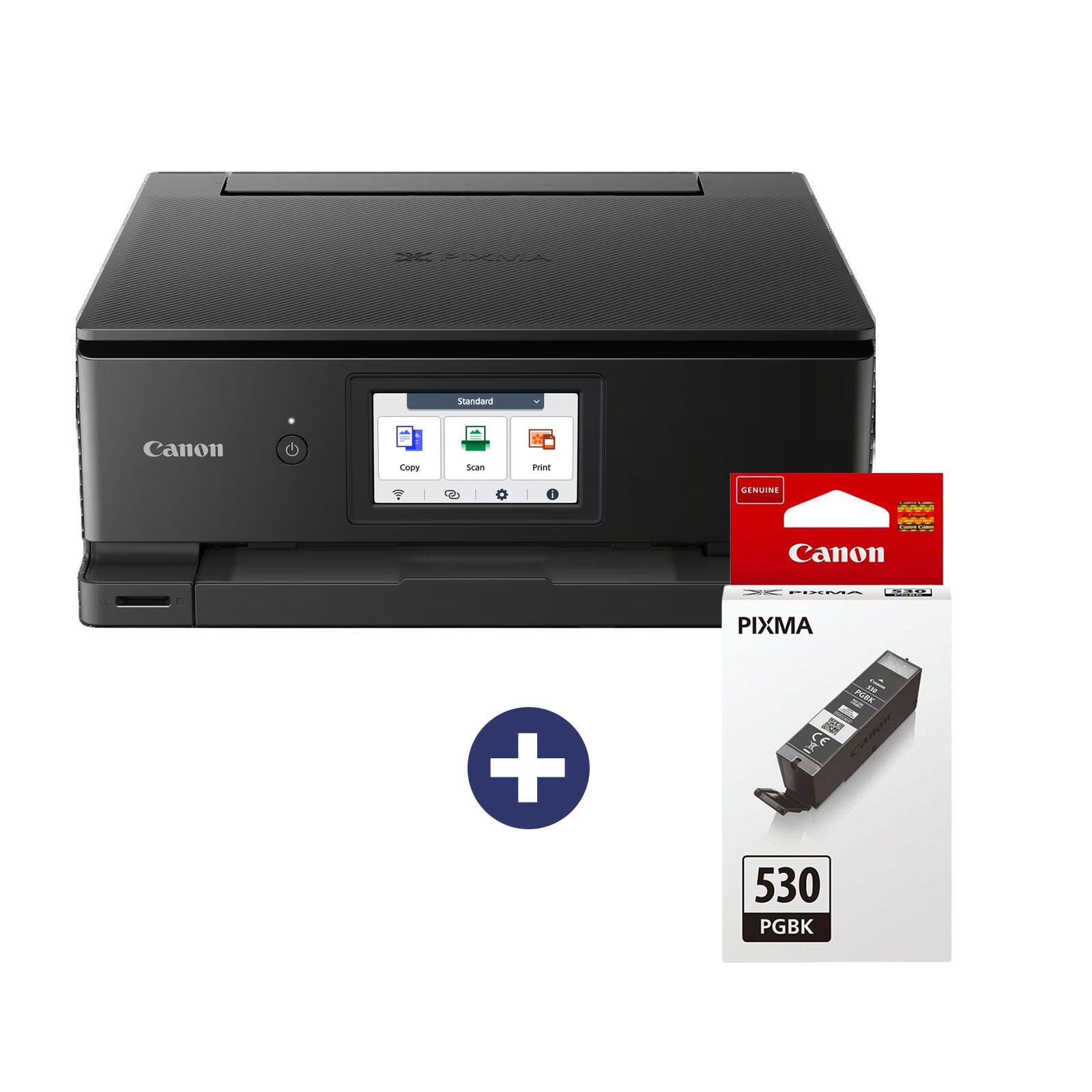 Canon PIXMA TS8750 Tintenstrahl-Multifunktionsdrucker + zusätzliche Canon Original PGI-530 PGBK Druckerpatrone GRATIS 6152C006