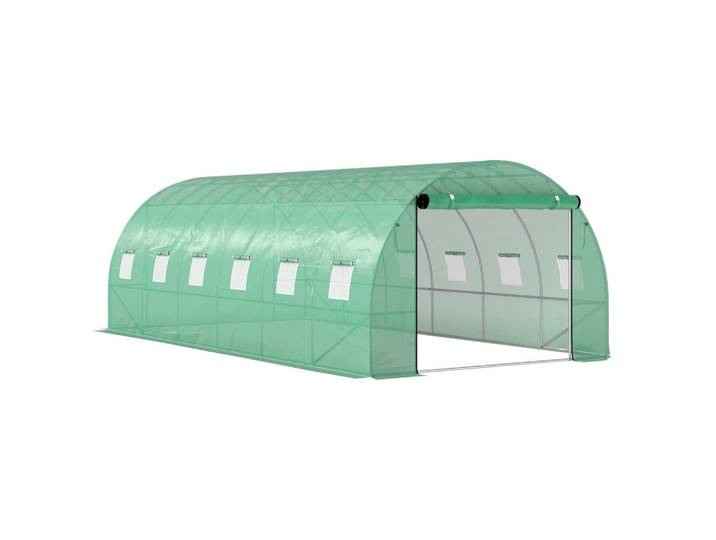 Outsunny Folientunnel, 600L x 300B x 197H cm, Grün, Kunststoff, 300x197x600 cm, Gartenzubehör, Gartenhäuser & Gewächshäuser