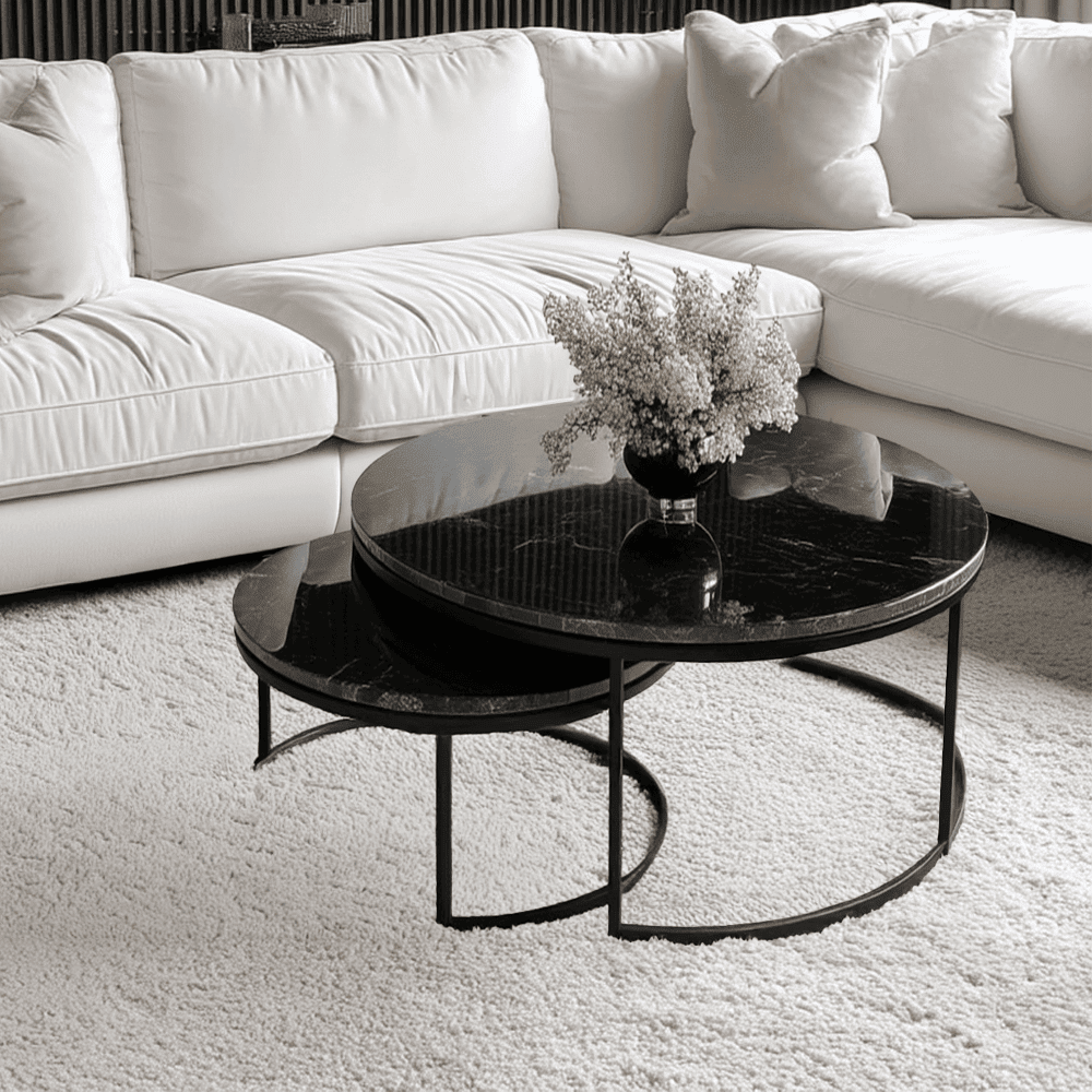 Keller Black Marble Nesting Coffee Tables