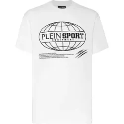PLEIN SPORT Kurzarm-Rundhals-T-Shirt GLOBAL EXPRESS EDITION, Größe XXL in Weiß 01
