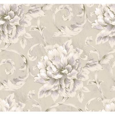 Seabrook Designs Jacinthe Floral Acanthus Unpasted Wallpaper