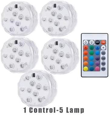 Uplift Treasures RGB LED Submersible Underwater Light 5 Lamps 1 Controller rgb Color