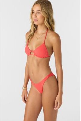 O'Neill s Saltwater Solids Rib Hermosa Skimpy Bottoms in Cayenne, Size Large, Elastane/Nylon