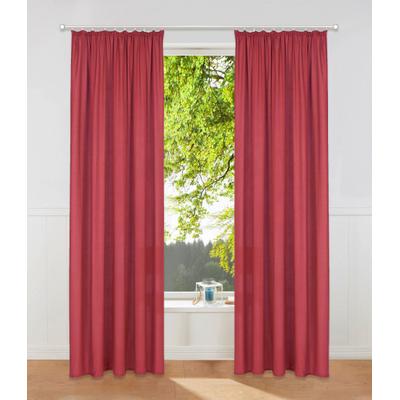Vorhang OTTO HOME "Raja, Gardinen mit Kräuselband, blickdicht, Wohnzimmer, Topseller" Gr. 3, rot, B:140cm H:225cm, Polyester, Recyceltes Material, Gardinen, 2er-Set, Bestseller, einfarbig, modern, pflegeleicht, Mikrofaser