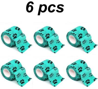 Inspired Living CleanWalk Dog Paw Protectors Self Adhesive Wraps 6 Pcs Lake Green