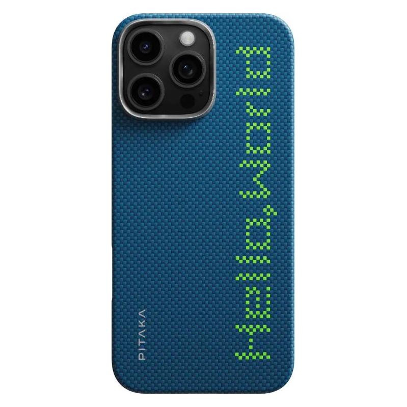 Pitaka Tactile Woven Case Hello WORLD Schutzhülle für iPhone 16 Pro Max blau (Apple iPhone 16 Pro Max) (KI1602HWTP)