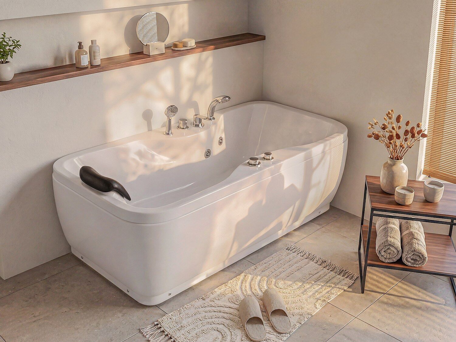 Unique Bañera de hidromasaje - 1 plaza - 140L - 150 x 75 x 65 cm - Angulo derecho - GAVINO