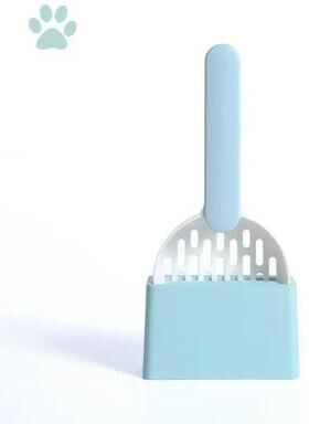 Uplift Essentials High Grade ABS Long Handle Litter Scoop Set With Dedicated Storage Base white Blue