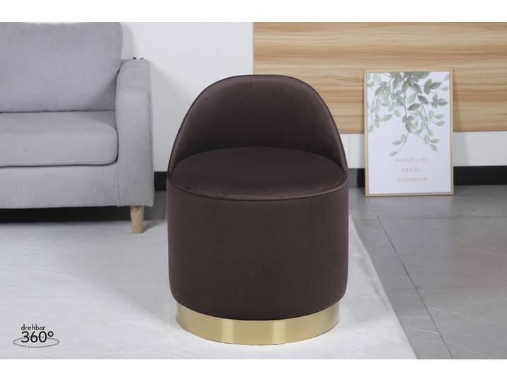 Sessel KAYOOM Drehhocker Viktor 125,Drehhocker in modernem Design,Stauraum im Innere , braun, B:52cm H:68cm T:52cm, Korpus: MDF / Bezug: 100% Polyester / Sockel: Edelstahl, Sessel, Sessel, drehbarer Sockel, mit Stauraum, komfortable Rückenstütze