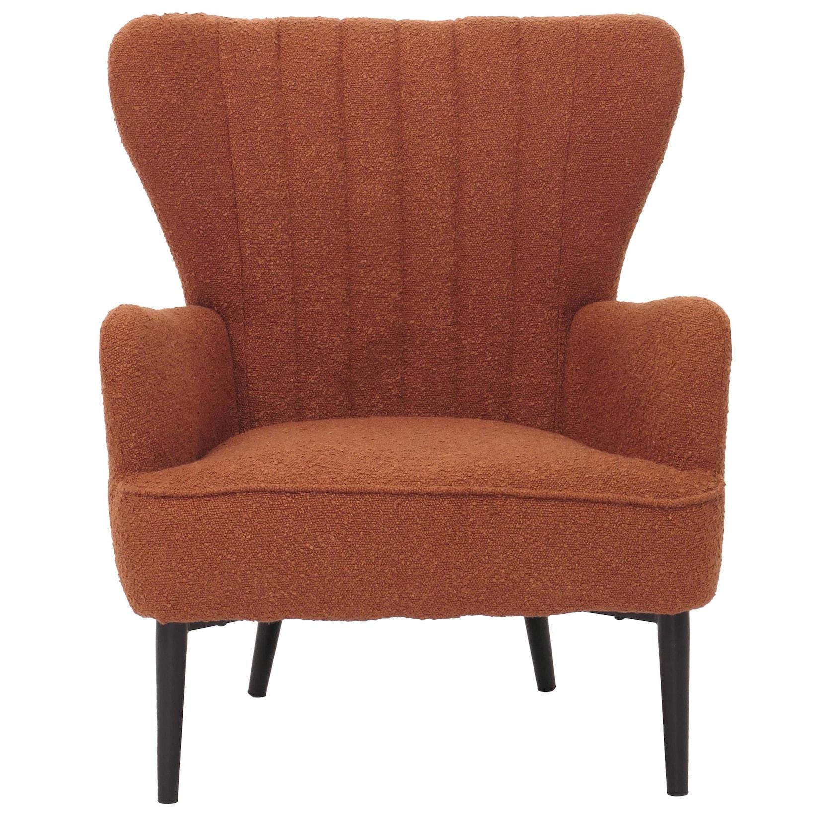 Lounge-Sessel MCW-K37, Cocktail-/Ohrensessel Polsterstuhl Retro Vintage Stoff Bouclé (600g/m²) ~ terrakotta