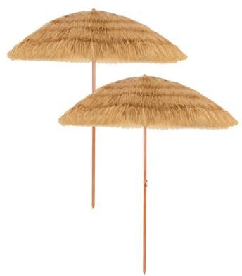 Costway 6.5 Feet Portable Thatched Tiki Beach Umbrella with Adjustable Tilt for Backyard