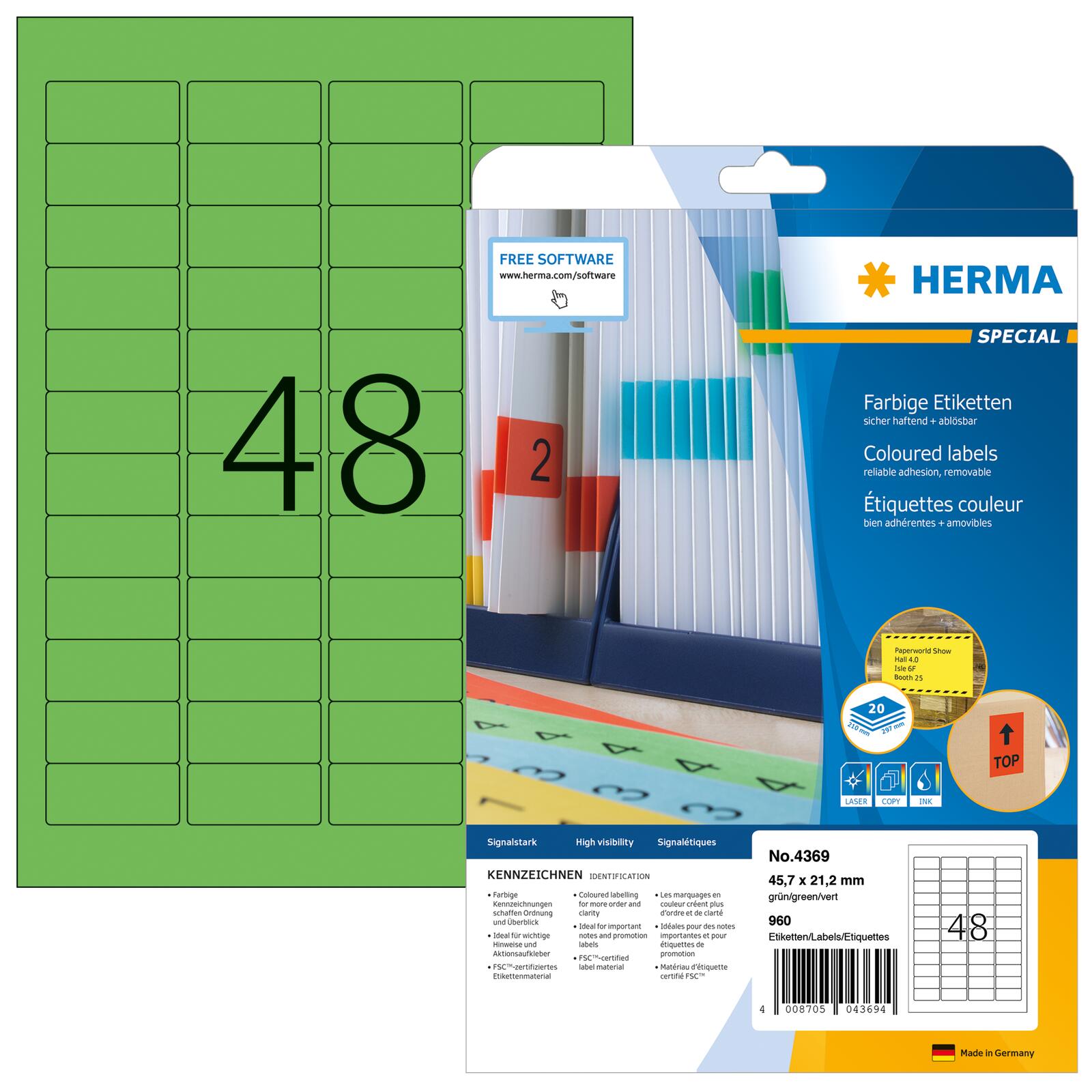 HERMA Etiketten SPECIAL 45,7 x 21,2 mm, grün 4369