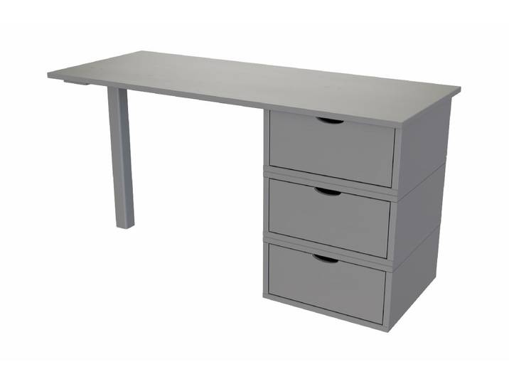 Bureau bois 3 tiroirs Cube Gris