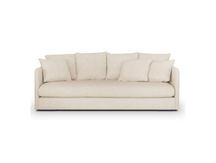 4-Sitzer-Sofa aus beigefarbenem, gewebtem Polyester-Baumwoll-Stoff