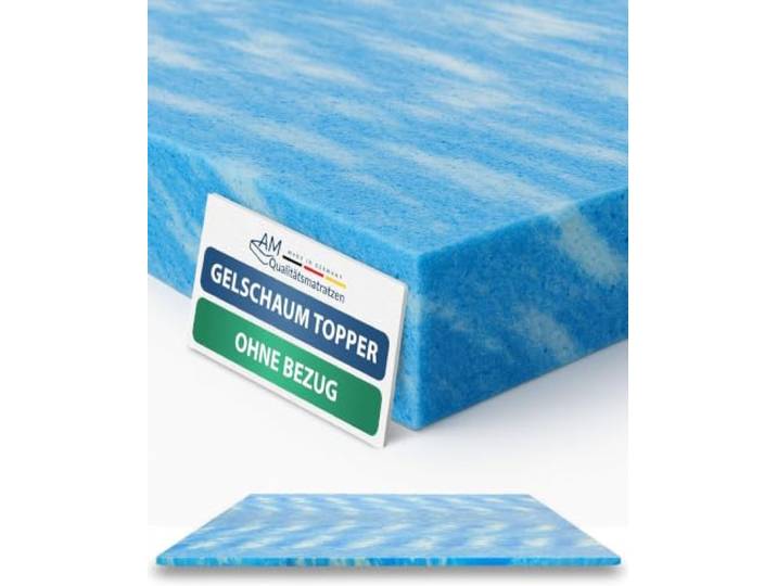 AM Qualitätsmatratzen Gelschaum Topper ohne Bezug 100x200 cm - Made in Germany - Oeko TEX zertifizerte Matratzenauflage 100x200 Schaumstoff - Gelauflage für Matratzen - Memory Foam Topper 100x200cm