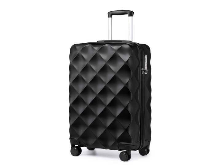 British Traveller Valise Cabine Rigide ABS+PC 20 Pouces, Bagage Cabine Léger avec Design Alvéolé Diamant, Noir