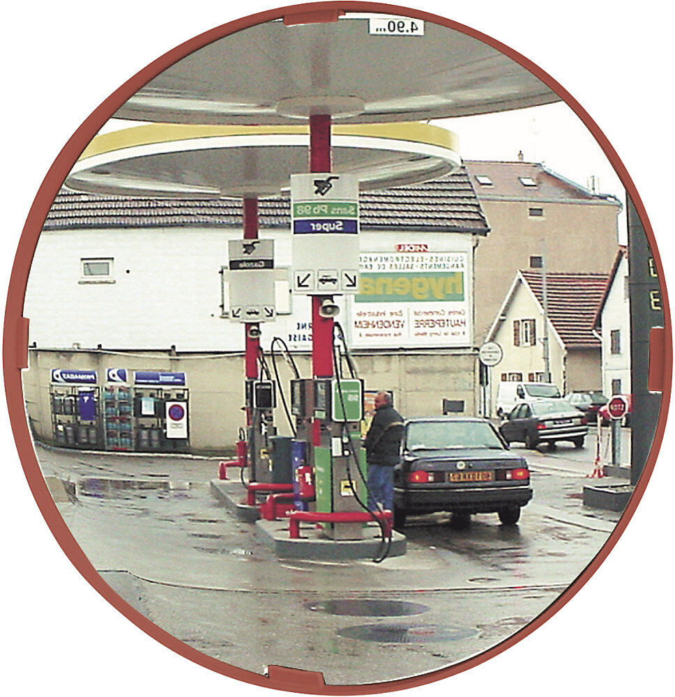 Mehrzweckspiegel 2 Richtungen, rund, Ø 400 mm, Rahmen rot, Polymir® Vialux