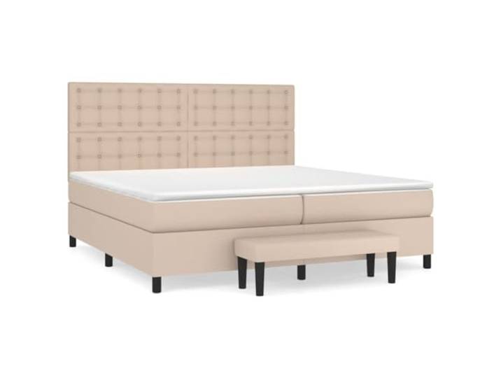 KKgypkn Boxspringbett 200x200 cm mit Matratze, Cappuccino-Braun, Kunstleder, verstellbares Kopfteil