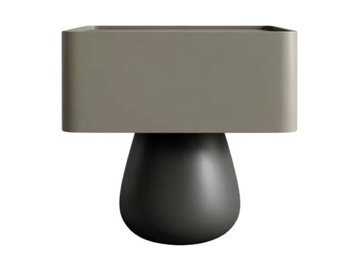 Zimmer Nachttisch mit 1 Schublade, abgerundeter Basis und erhöhten Kanten Kompakter Nachttisch mit Aufbewahrungsschublade, abgerundeter Basis(Grigio,Mittel)