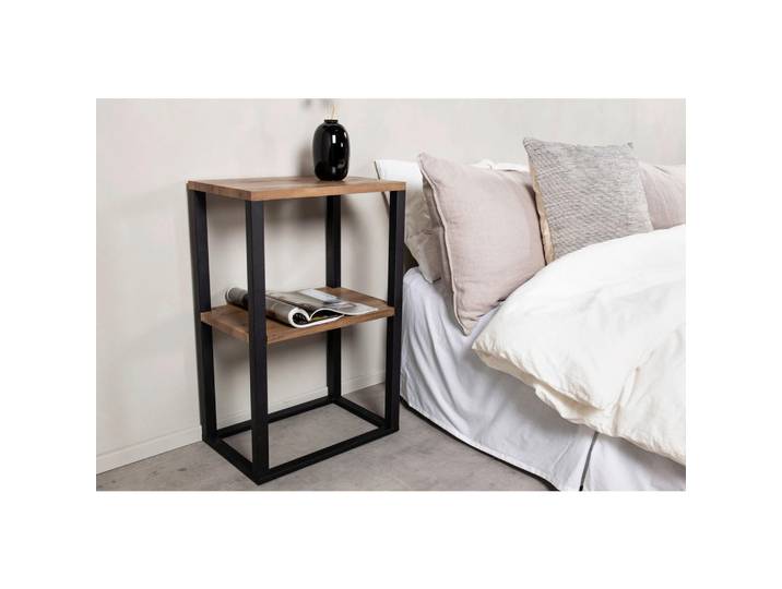 Livetastic Nachttisch, Braun, Schwarz, Metall, furniert, rechteckig, eckig, 30x70x45 cm, Schlafzimmer, Nachttische