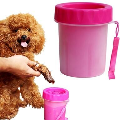 Inspired Deals Portable Dog Paw Cleaner Cup For Small Pets With Soft Silicone Bristles red