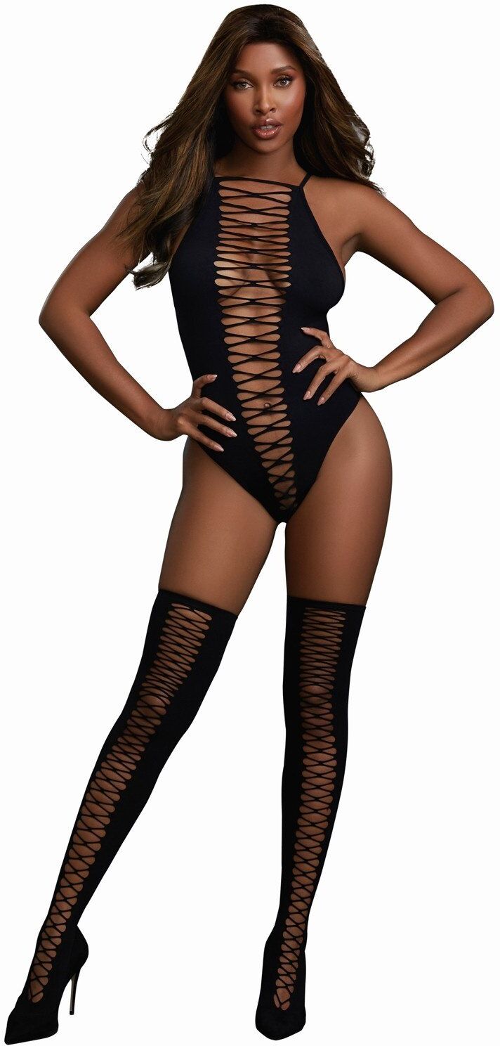 Dreamgirl Body opaque avec croisillons et bas assortis