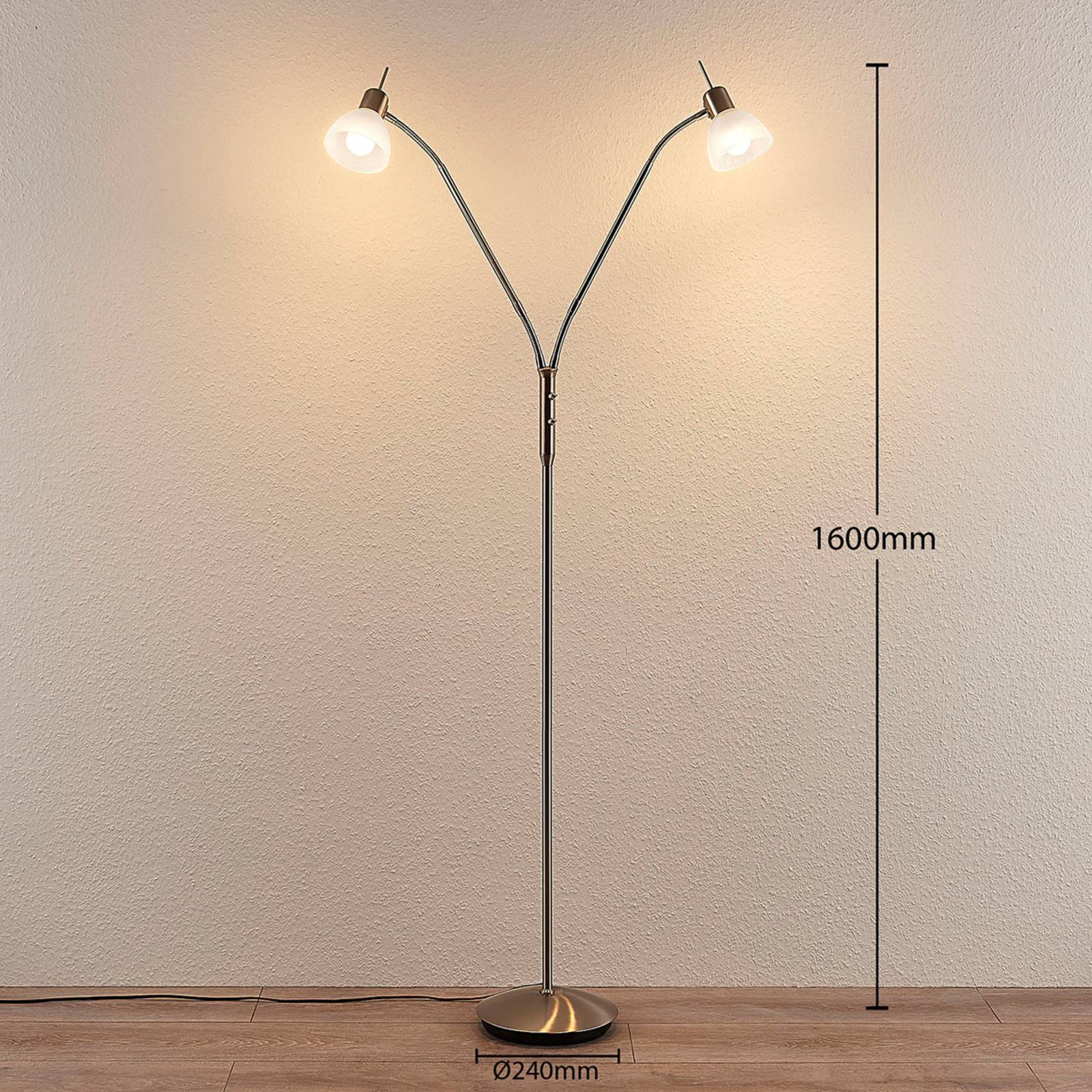 Stehlampe Gwendolin Lindby, alu / grau / zink, für Wohn- / Esszimmer, Metall, Modern, Stehlampe