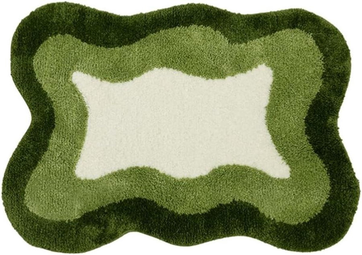 Groen Vloerkleed met Onregelmatige Vorm voor Woonkamer, Keuken of Badkamer - Maat L
