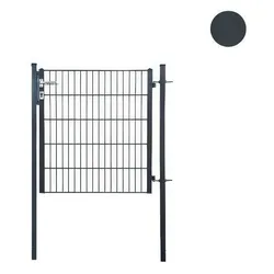 Gartentor Doppelstabmatte 6/5/6 - anthrazit (RAL 7016) - 100 x 100 cm - Zaun Tor für Stabmatten - einflügelig - Einzeltor für Doppelstabmattenzäune
