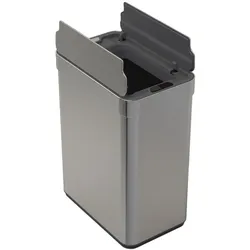 WellHome - Abfalleimer aus Edelstahl mit automatischem Sensor und Flügeldeckel, Metallicfarbe, 50 l – 41 x 26,5 x 53 cm