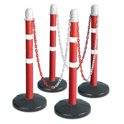 BRB Kettenpfosten Set mit 4 Kettenständern, 6 m Kette, Rohr Ø 70 mm, Höhe 1000 mm, Standfuß aus Vollgummi