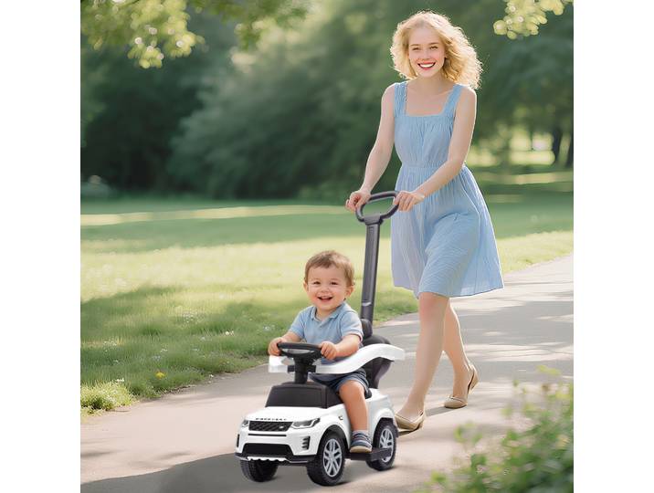 AIYAPLAY Porteur Land Rover Blanc avec Poignée Amovible 84cm