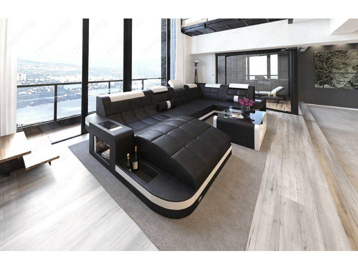 Sofa Dreams Wohnlandschaft Ledersofa Wave Mini U Form, Designersofa