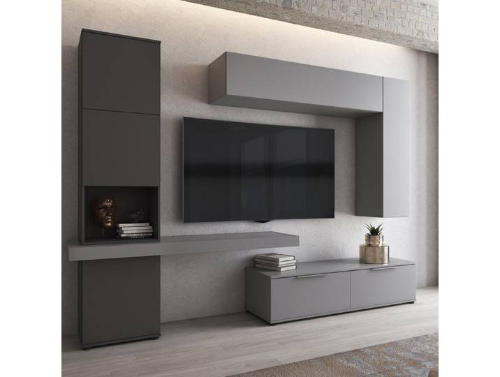 Mur TV Dubino Dmora en Bois Mélaminé Noir Anthracite