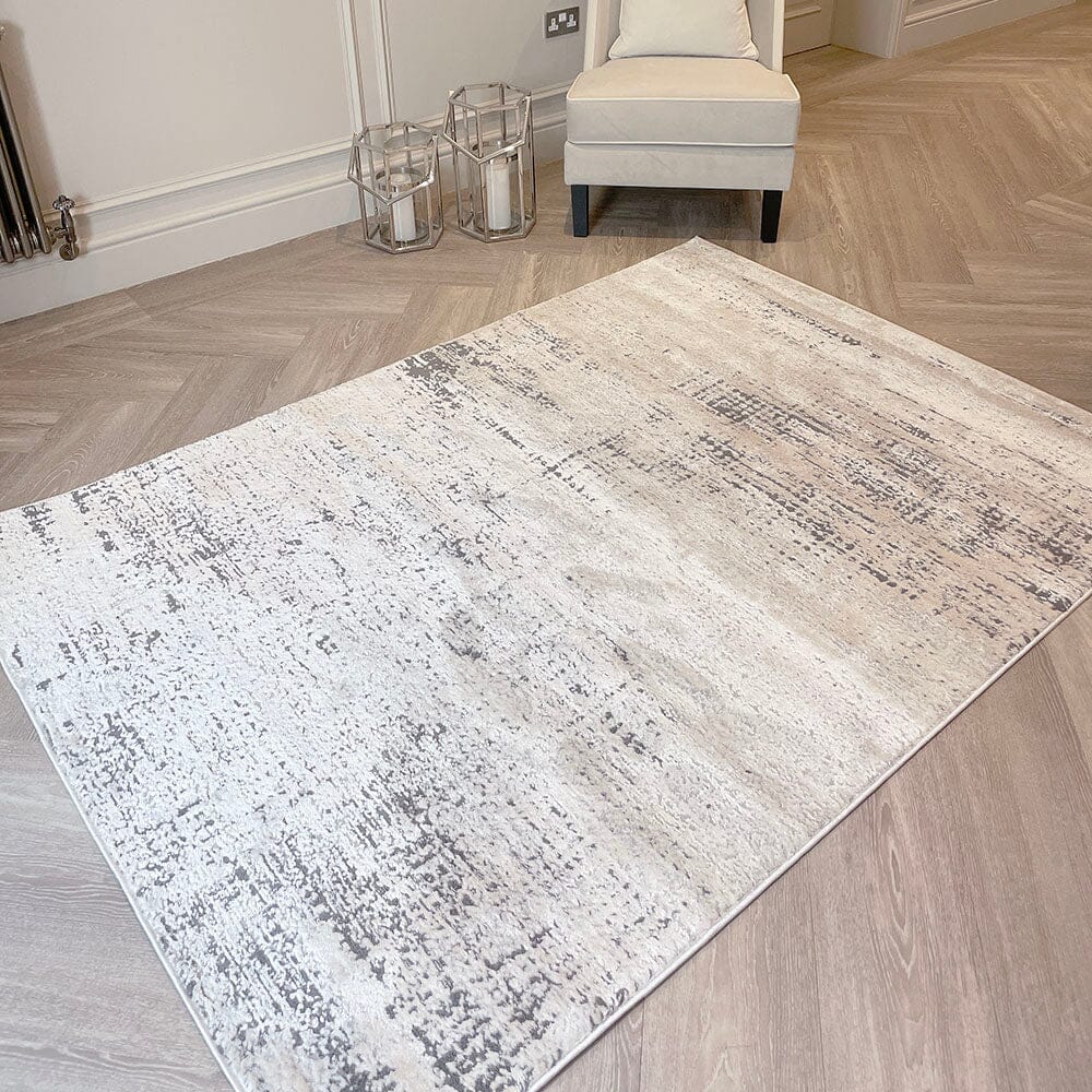 Jaxen Ivory & Beige Crosshatched Patterned Rug, 160 x 221cm