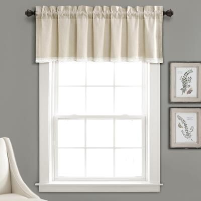 "Porch & Den Chateau Lush Decor Linen Lace Window Curtain Valance - 52""w x 18""l - 52""w x 18""l"