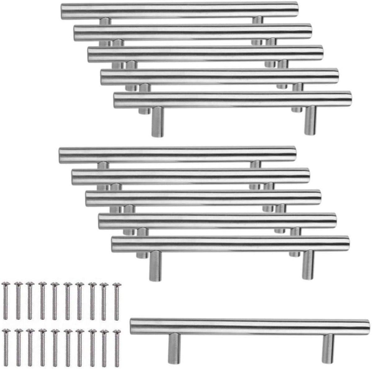 Dailygoods Handgrepen van roestvrij staal, 10 stuks, zilver, geborsteld, boorgatafstand 96 mm