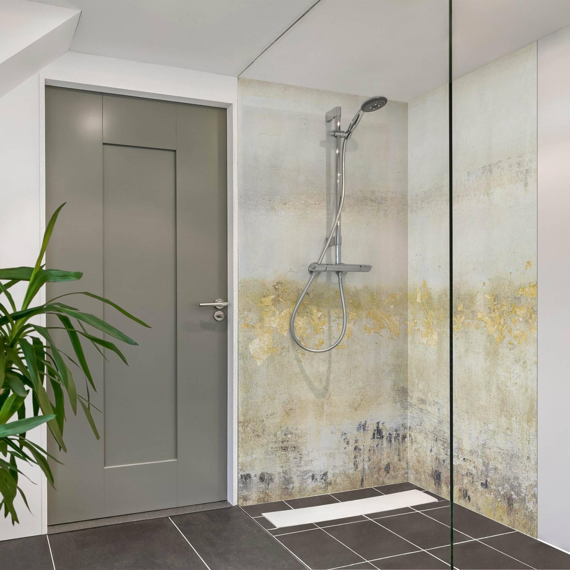 Duschrückwand originell selbstklebend - 0.61 mm Wandpaneel wasserfest Design weiss Abstrakt Badrückwand fugenlos Premium matt 100x200 cm