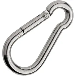Karabinerhaken, rostfreier Stahl, poliert 80 mm, silber