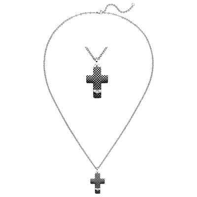 Kette mit Anhänger JOBO "Kreuz", silber (edelstahlfarben), Halsketten, Damen, Edelstahl, L: 56, aus Edelstahl mit Zirkonia 56 cm