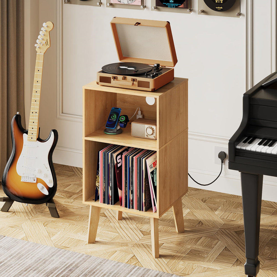 George Oliver 86 cm H Media Shelves Light Oak 86cm H X 46cm W X 40cm D