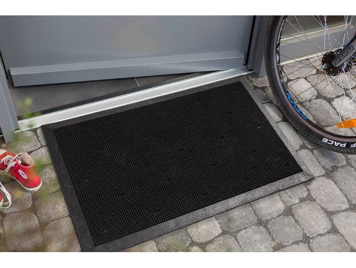 Fussmatte ASTRA Border Pin , schwarz, B:45cm H:7mm L:75cm, Gummi, Teppiche, Fussmatte, Schmutzfangematte, Türmatte, wasserabweisend, In und Outdoor