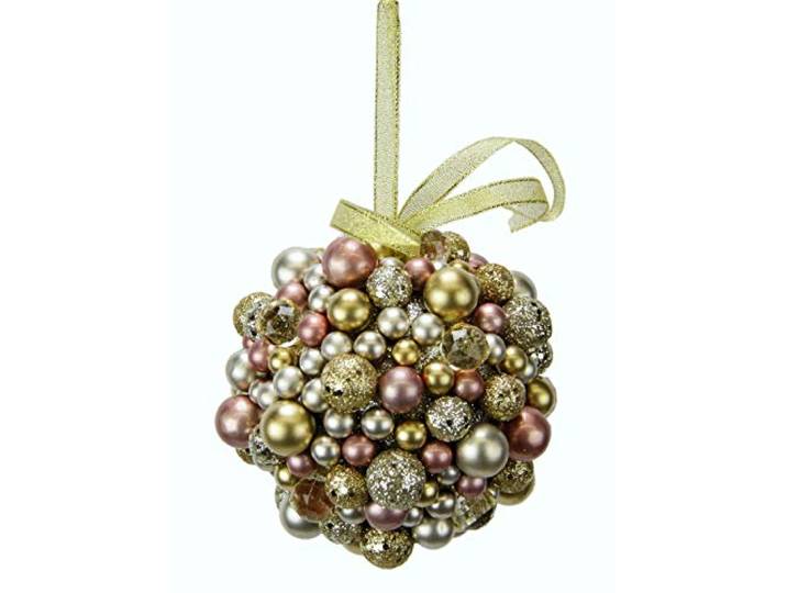 Flair Flower parelbal om op te hangen, 11 cm Ø, roze/goud