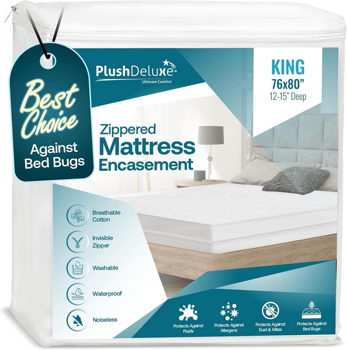 Waterdichte matrasbeschermhoes Kingsize met rits - Bedwterproof en allergievrij