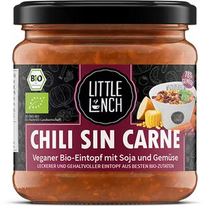 Little-Lunch Fertiggericht Chili sin Carne, BIO, Eintopf mit Soja und Gemüse, je 350ml, 6 Stück