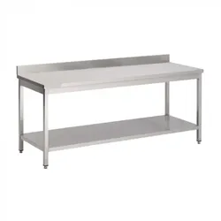Matériel HORECA Edelstahltisch Mit Unterer Ablage Und Rückwand - Horeca-Material, 1600 x 700mm