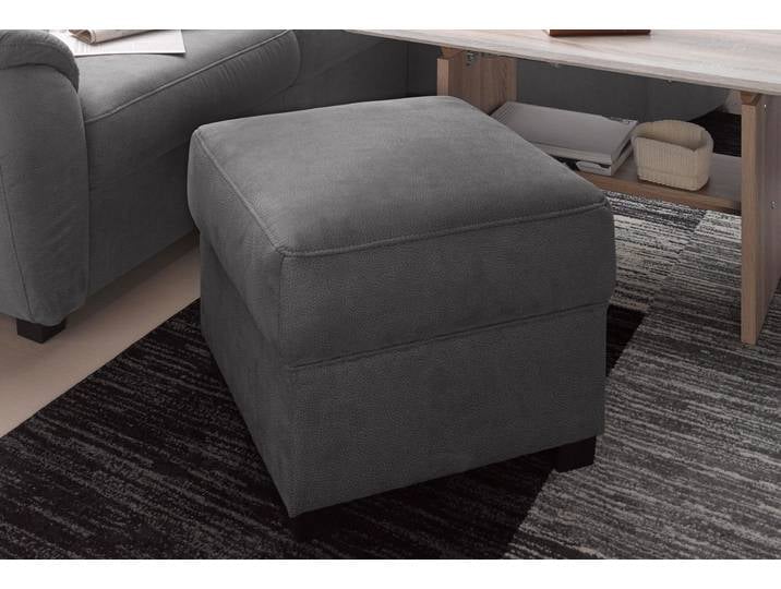 Polsterhocker, Grau, 58x45x58 cm, Luxus-Microfaser, Modern, sit&more