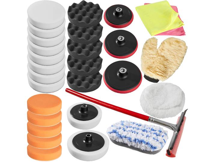 Polierschwamm-Set inkl. 5 Polierteller 29-tlg - bunt