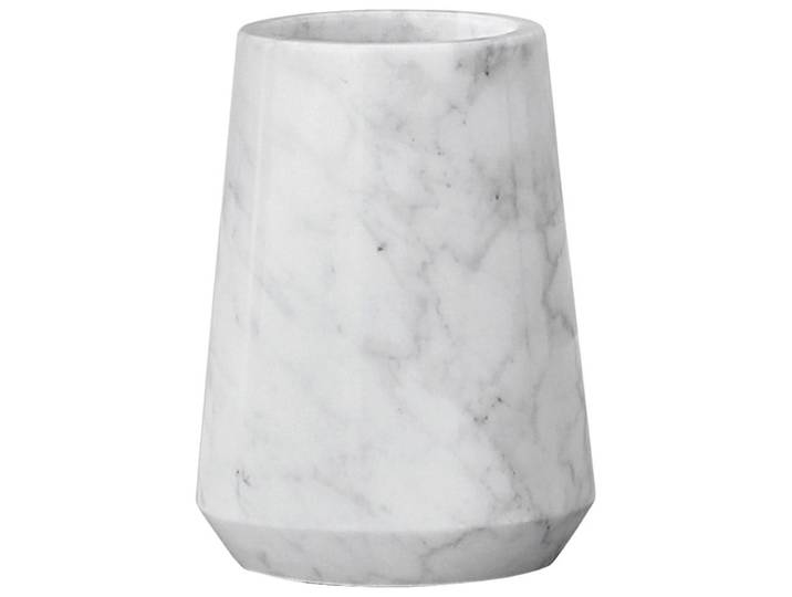 Zahnputzbecher KLEINE WOLKE Carrara , weiß, B:8,5cm H:11,5cm L:8,5cm, Marmor, Zahnputzbecher, Zahnputzbecher
