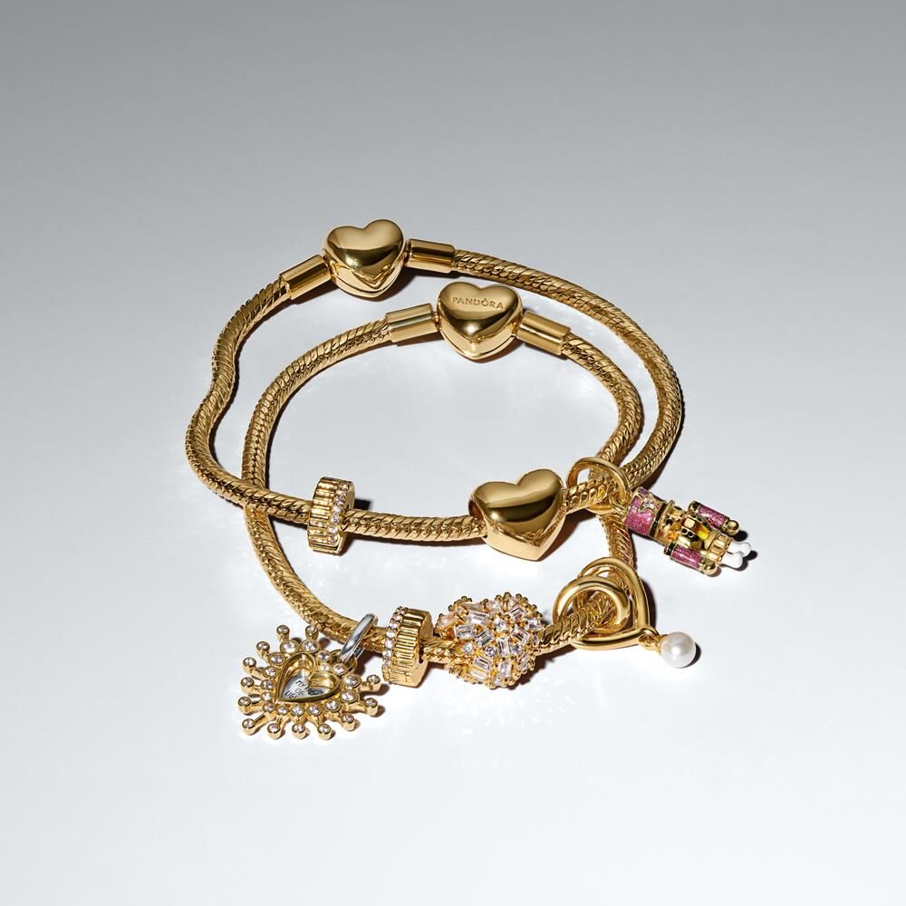 Pandora Herz Slide-Charm mit Zirkonia, vergoldet, Moments gold